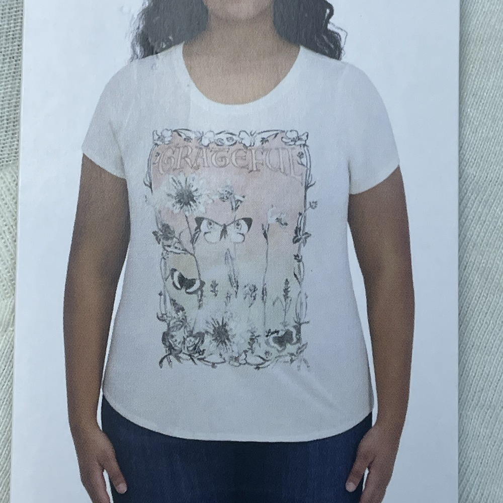 Lucky Brand Women's L Graphic Tee Marshmallow e0650